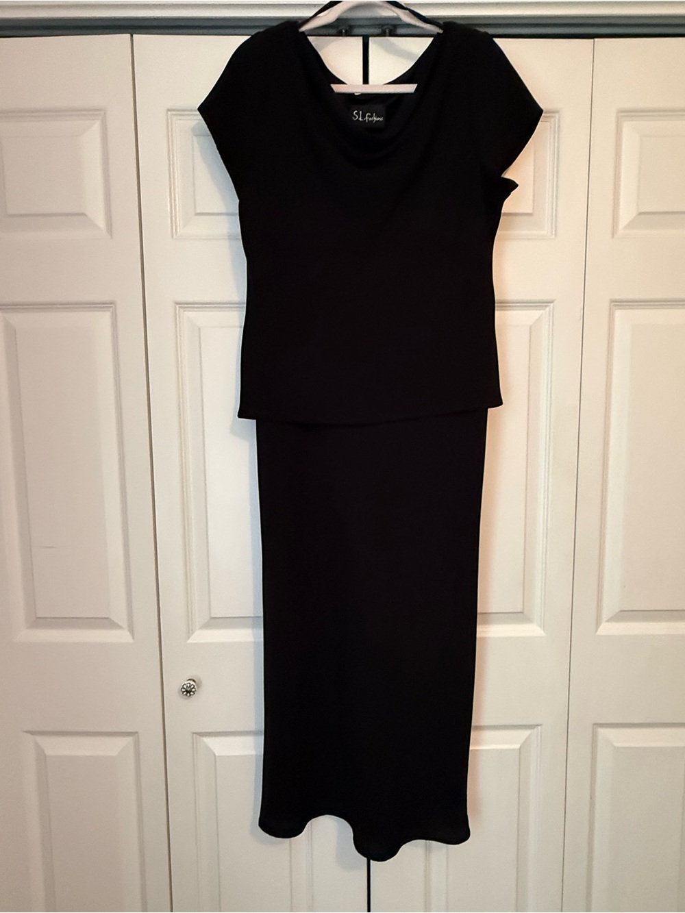 S.L. Fashions Black Maxi Skirt with Matching Top